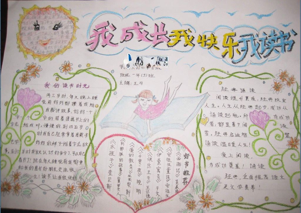 我成长我快乐我读书手抄报