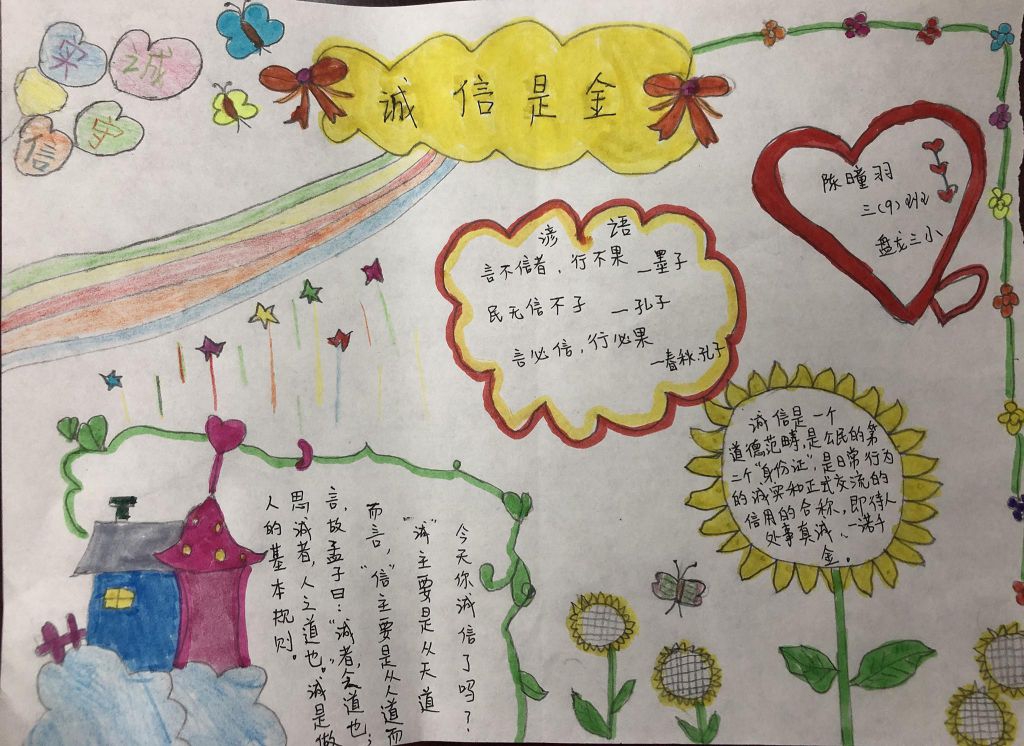 树诚实新风尚做文明小学生手抄报
