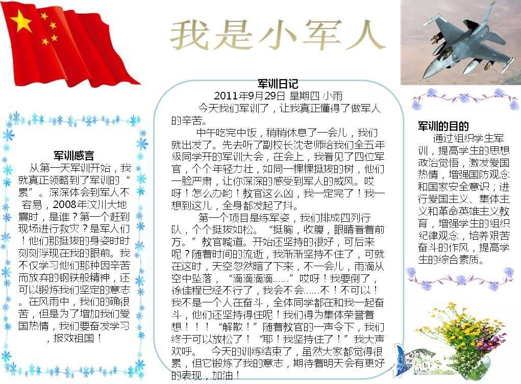 军训手抄报的内容