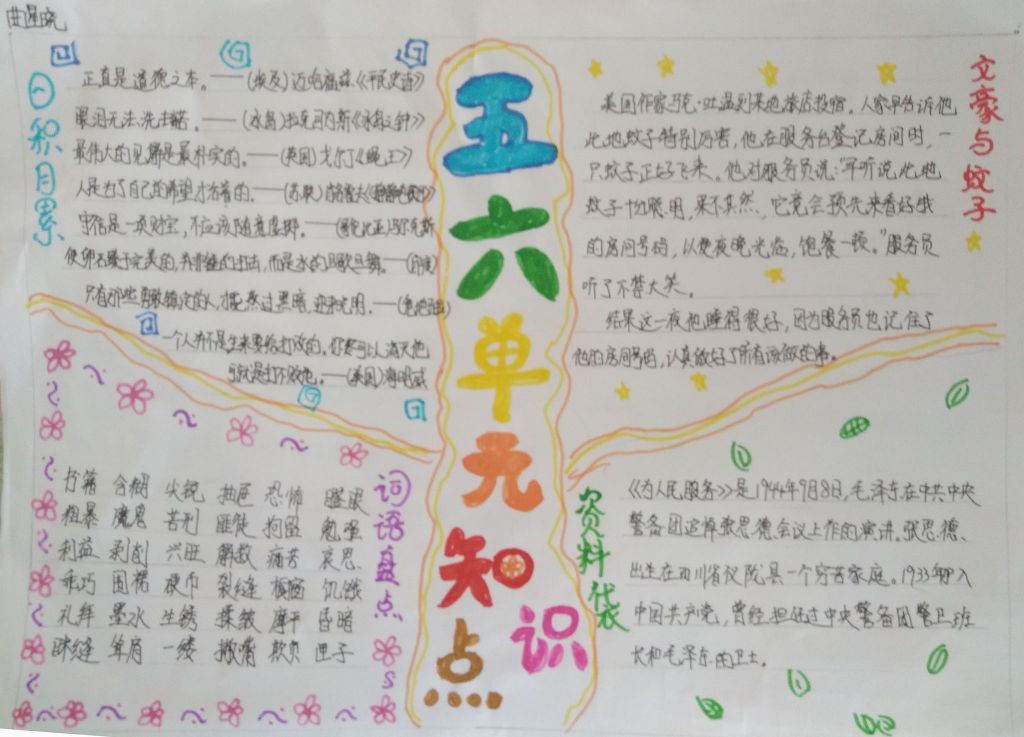 期末单元复习要点手抄报