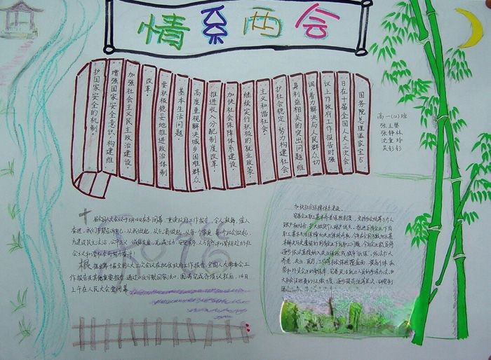 情系两会手抄报作品欣赏