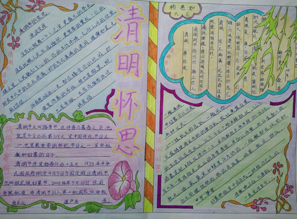 简单漂亮的清明节手抄报图片展