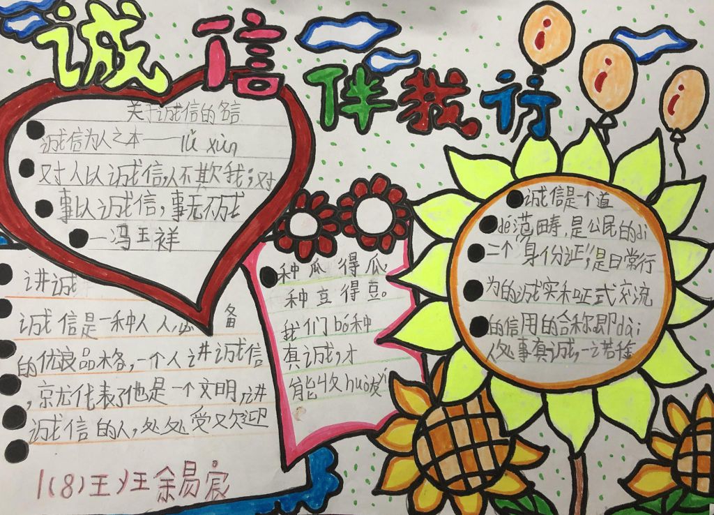 树诚实新风尚做文明小学生手抄报