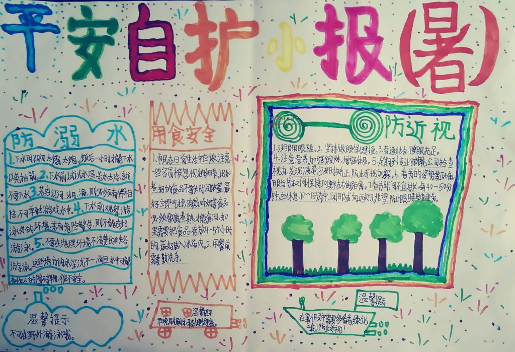 暑假平安自护小报图片