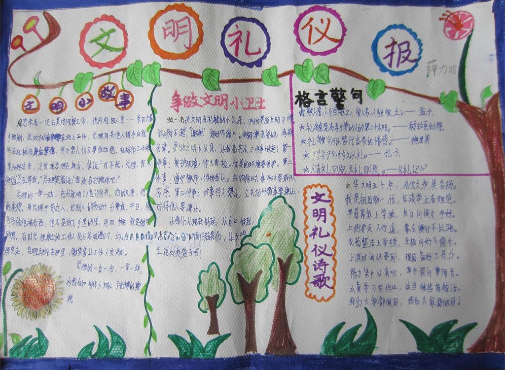 精美的文明礼仪小报设计图