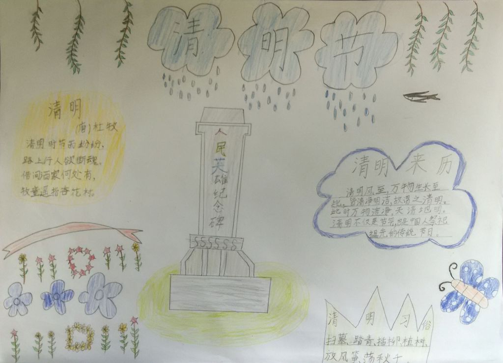 快乐的清明节手抄报作品 快乐的清明节手抄报作品