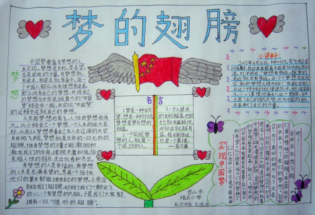 梦的翅膀手抄报图片