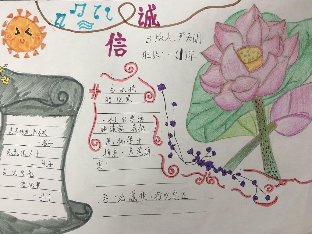 树诚实新风尚做文明小学生手抄报