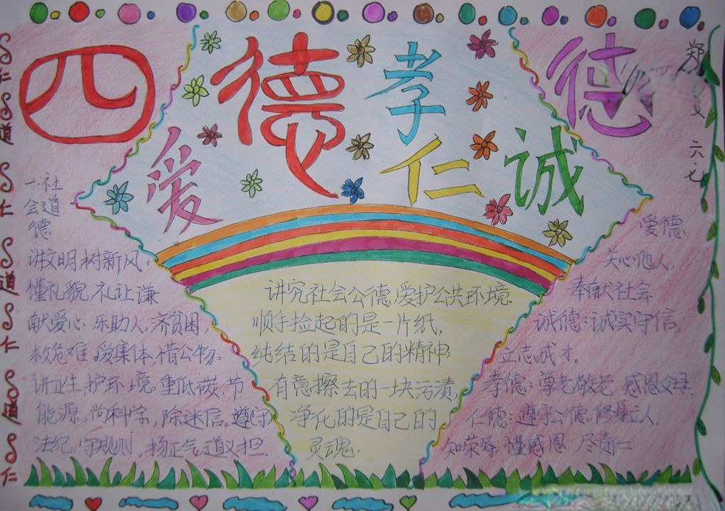 四德手抄报版面设计图 四德手抄报版面设计图