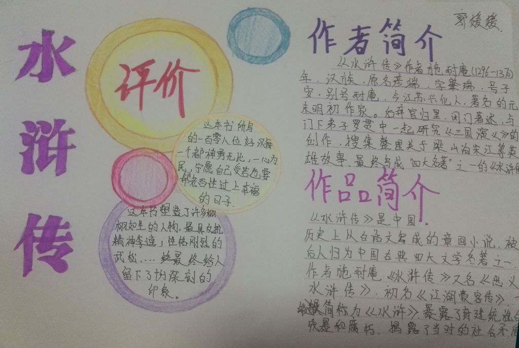 关于水浒传的手抄报的图片
