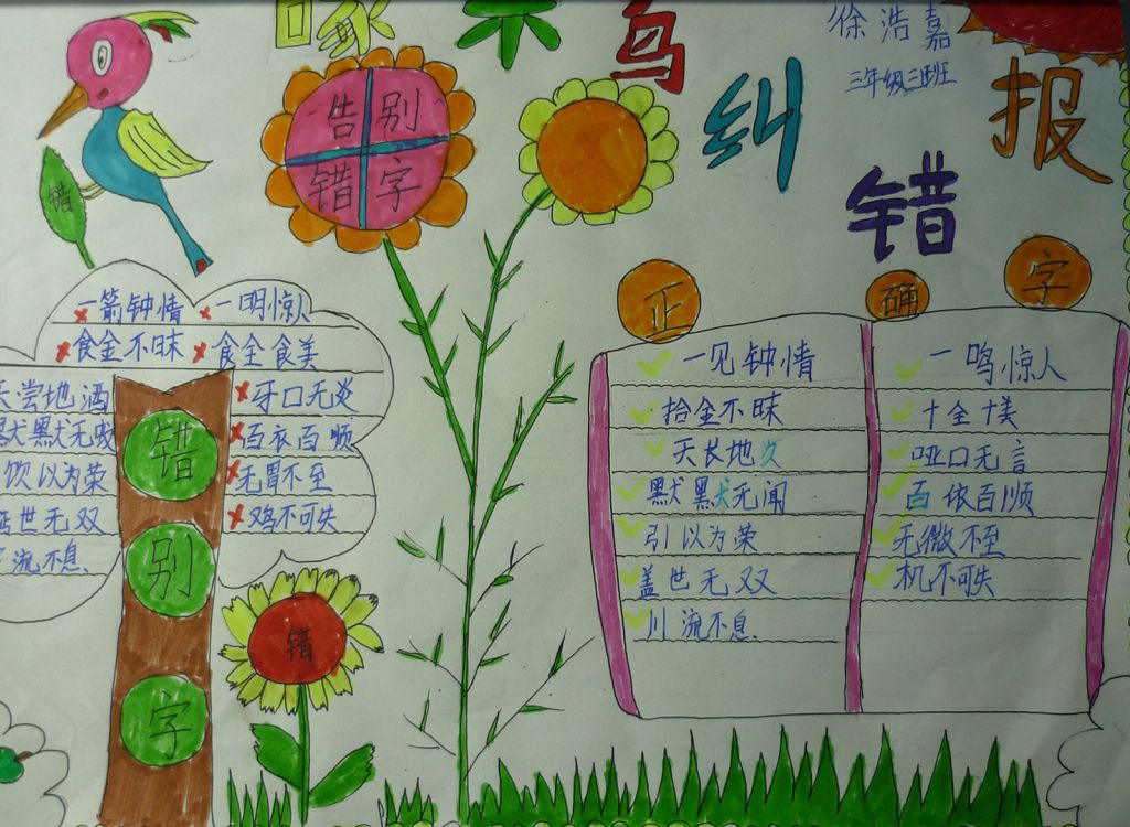 啄木鸟纠错手抄报大全