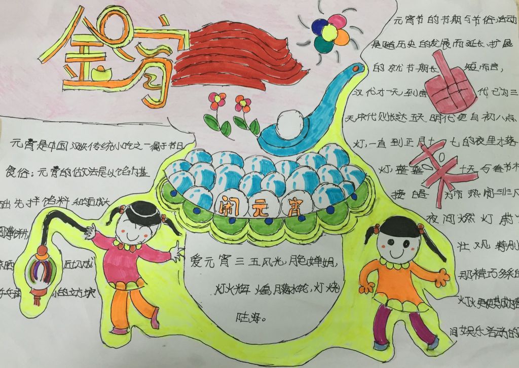 快乐元宵节手抄报版面设计图