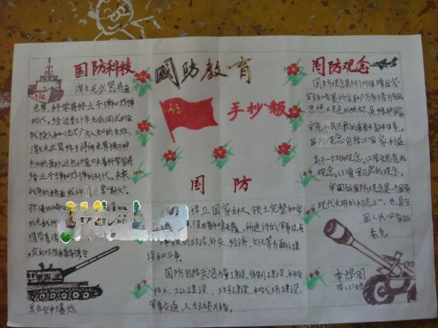 小学生国防教育手抄报版面设计图
