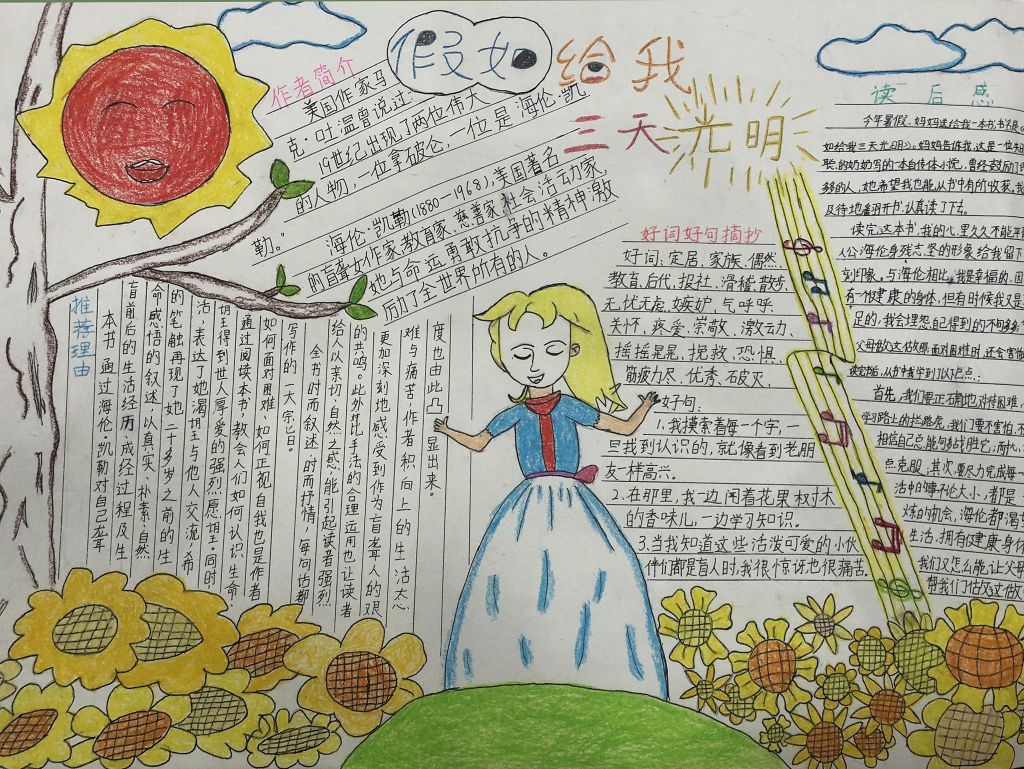 2022读书手抄报大全，假如给我三天光明读后感