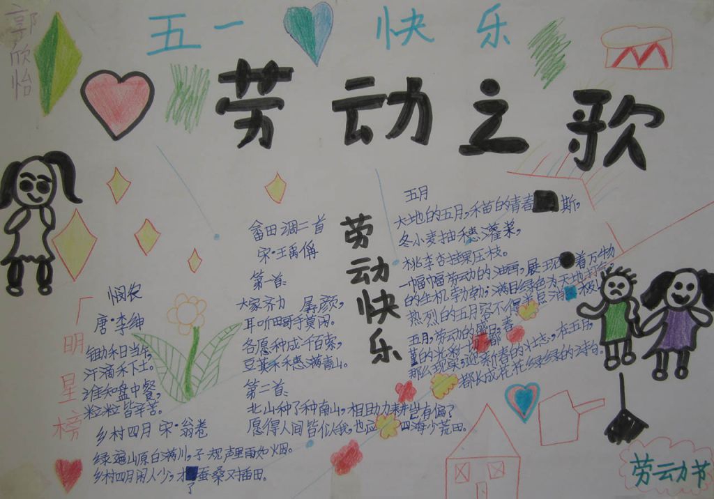 劳动节假期手抄报作业展示