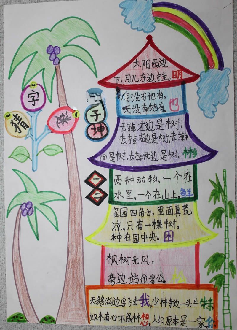 猜字谜手抄报版面图 猜字谜手抄报版面图