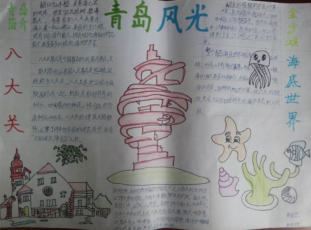 青岛风光手抄报