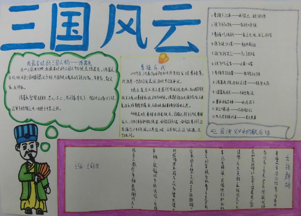 品三国论英雄手抄报图片