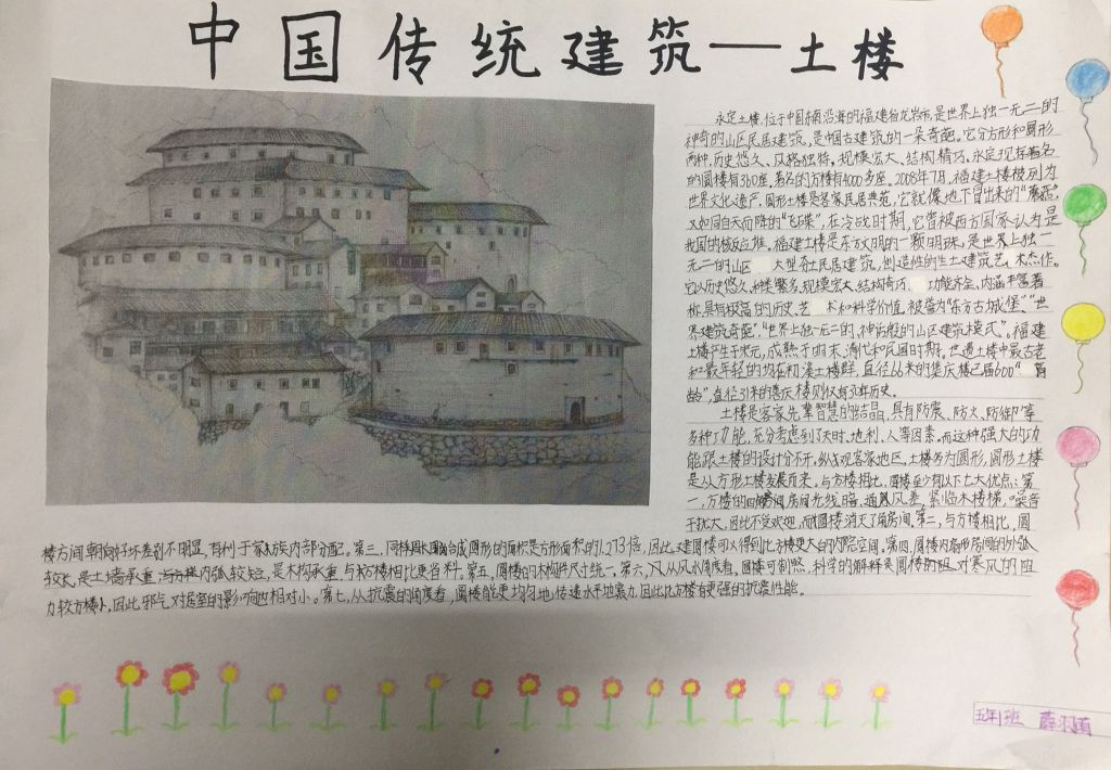 福建土楼手抄报
