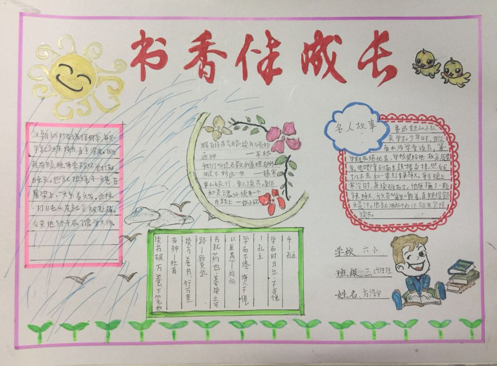 书香伴成长手抄报图片,与书为伴手抄报内容