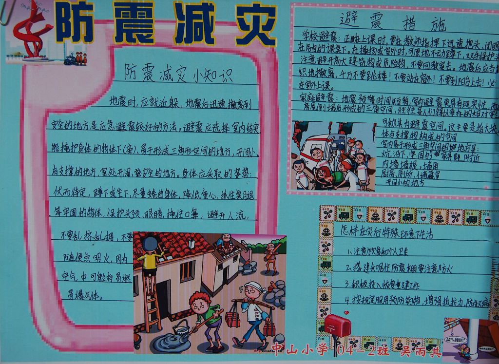 防震减灾小常识手抄报图片