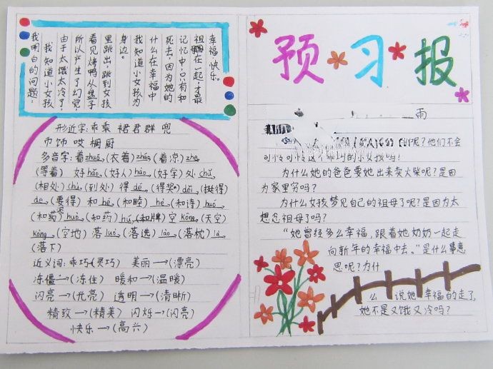 预习手抄报版面图