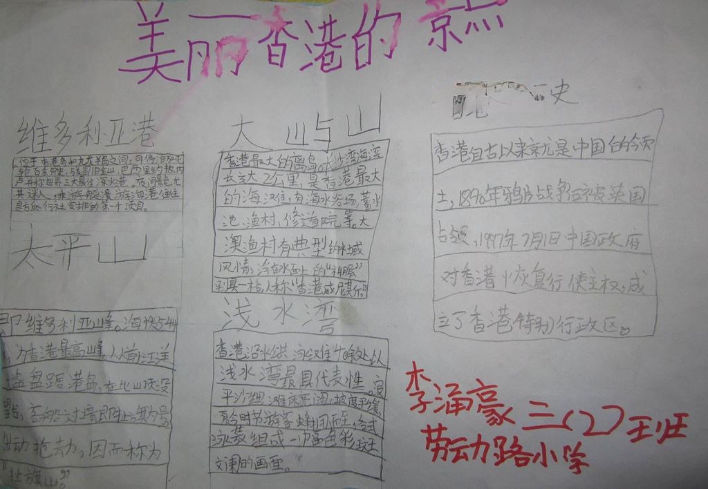 美丽的香港手抄报