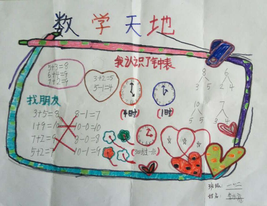 一年级数学小报作品展示