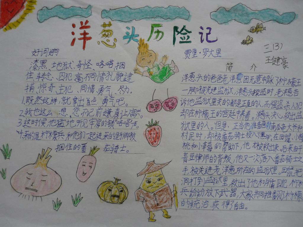 《洋葱头历险记》读后感手抄报