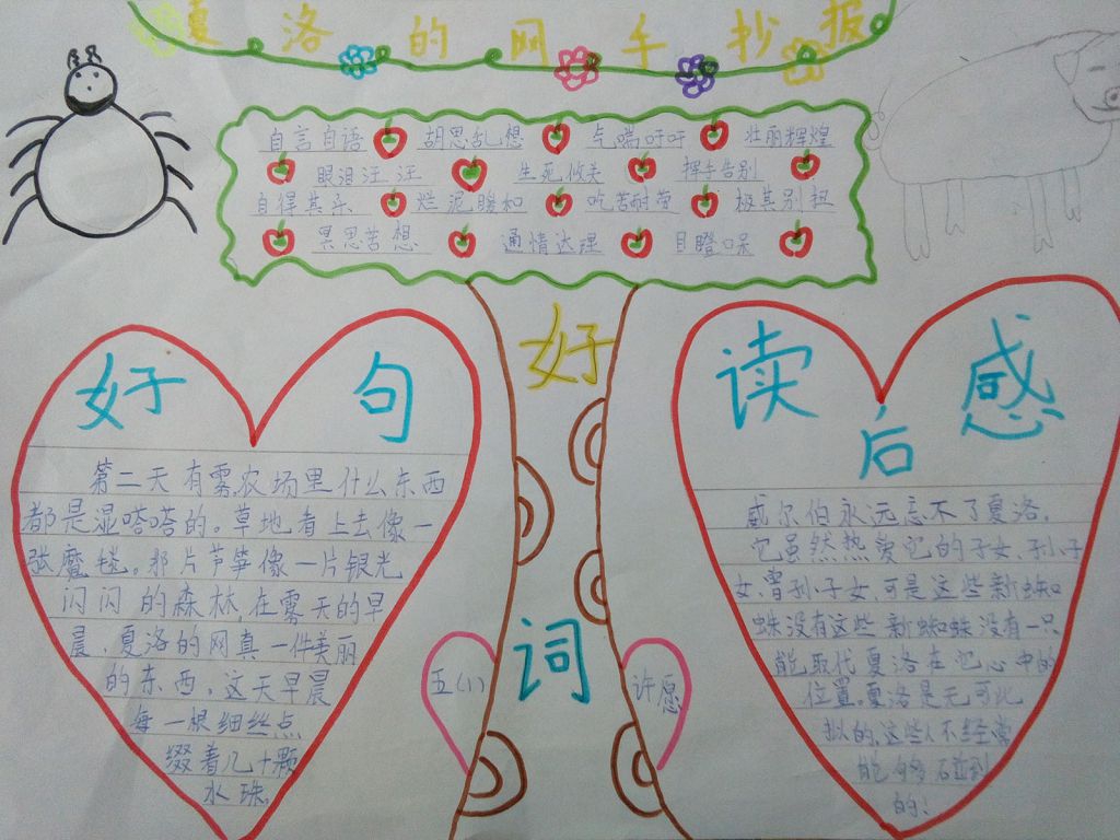 《夏洛的网》手抄报版面设计图