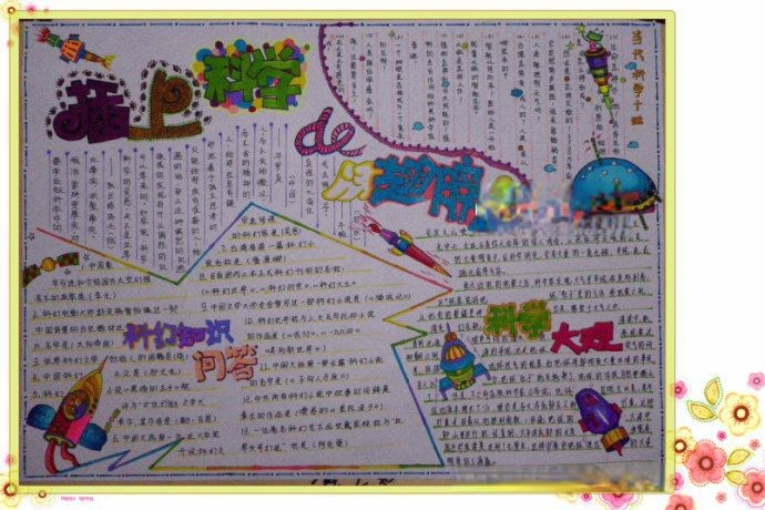 插上科学的翅膀手抄报图片