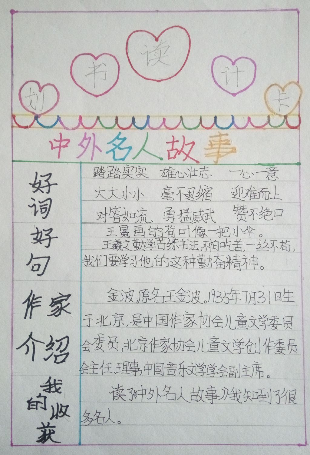 寒假读书计划卡手抄报