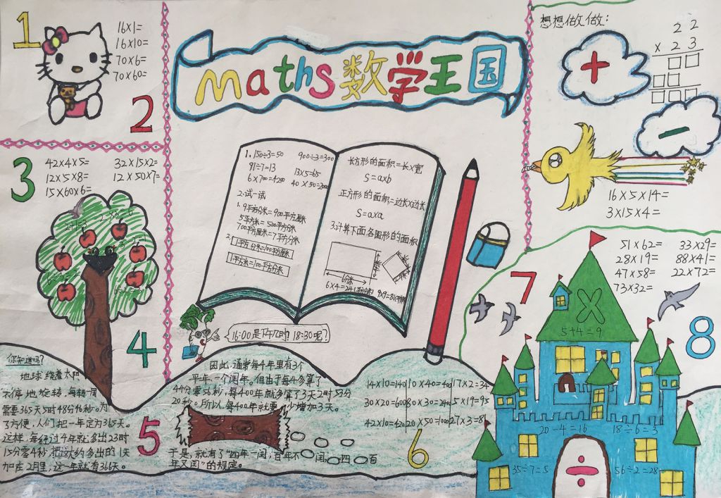 精彩漂亮的数学手抄报作品