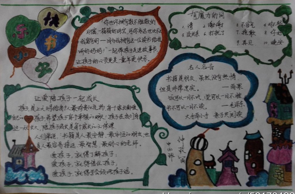 六年级亲子阅读手抄报