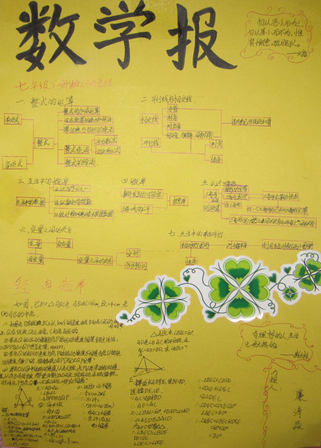 八年级数学手抄报图片大全