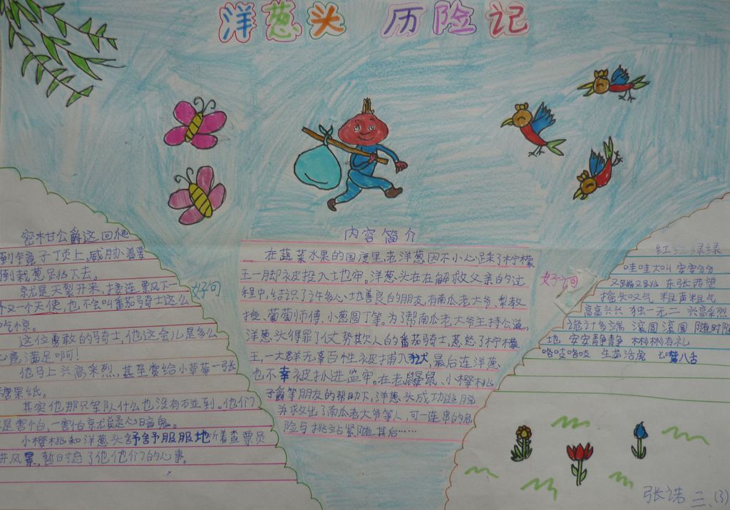 《洋葱头历险记》读后感手抄报