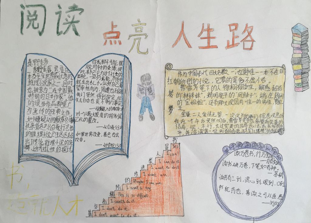 阅读点亮人生路手抄报