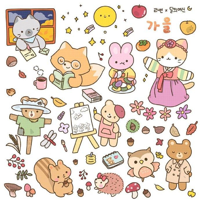 可爱的小动物简笔画素材，孩子做手抄报可以用上，快马住吧！