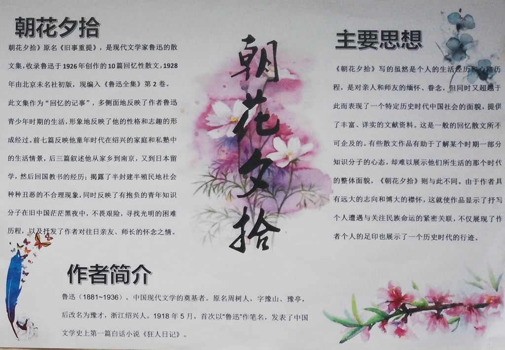 初中八年级名著阅读手抄报之《朝花夕拾》