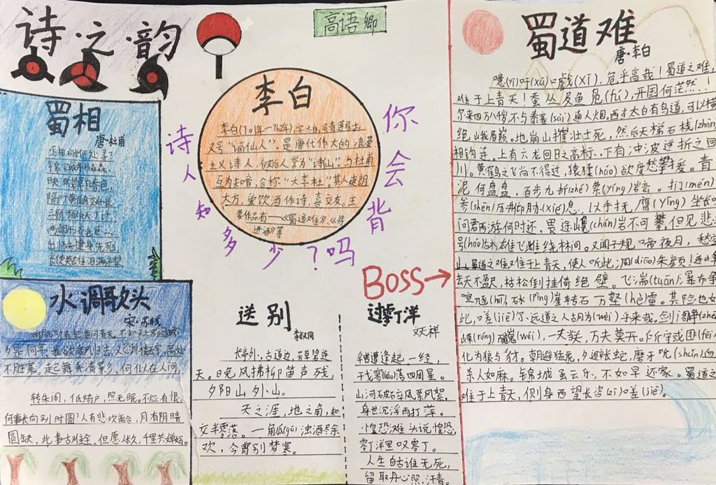 《遨游诗歌王国》手抄报简单又漂亮