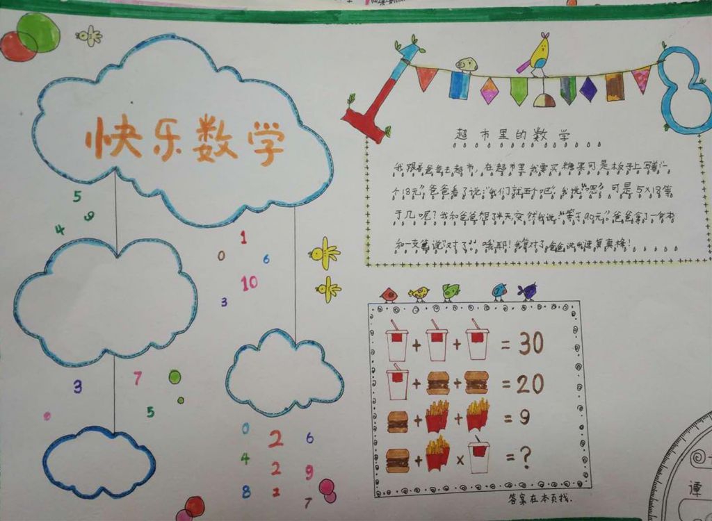 三年级快乐数学手抄报，趣味数学