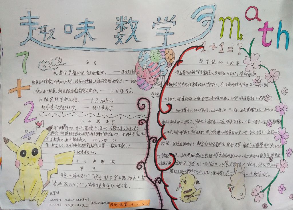 小学生数学手抄报图片简单又漂亮