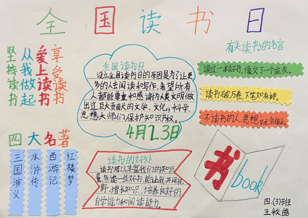 4.23全国读书日手抄报