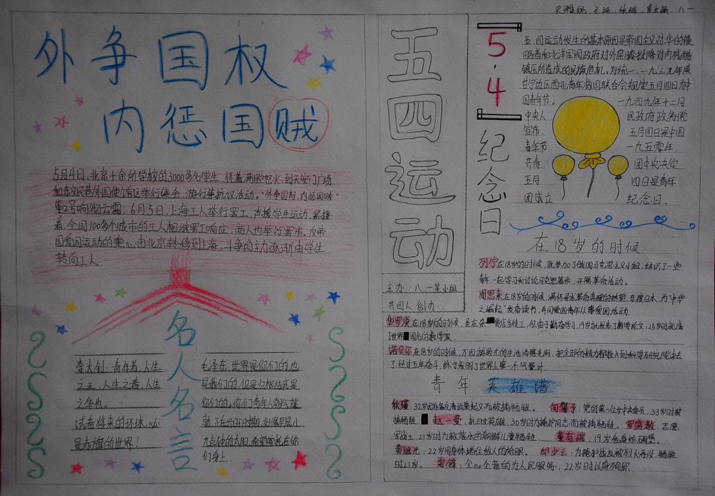 外争国权内惩国贼手抄报