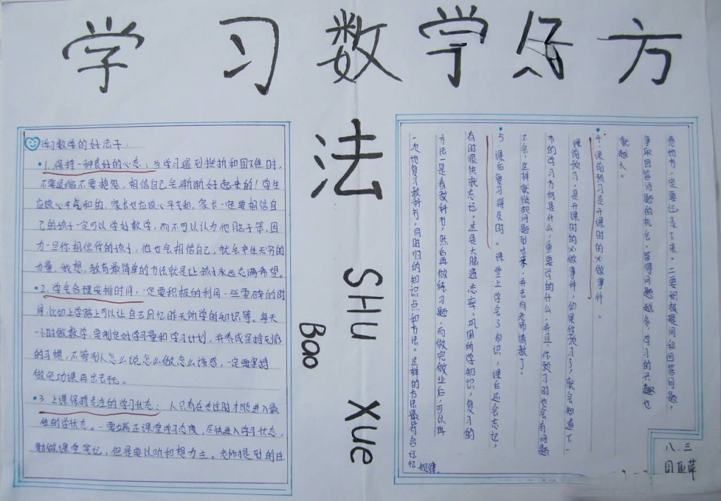 学习数学好方法手抄报