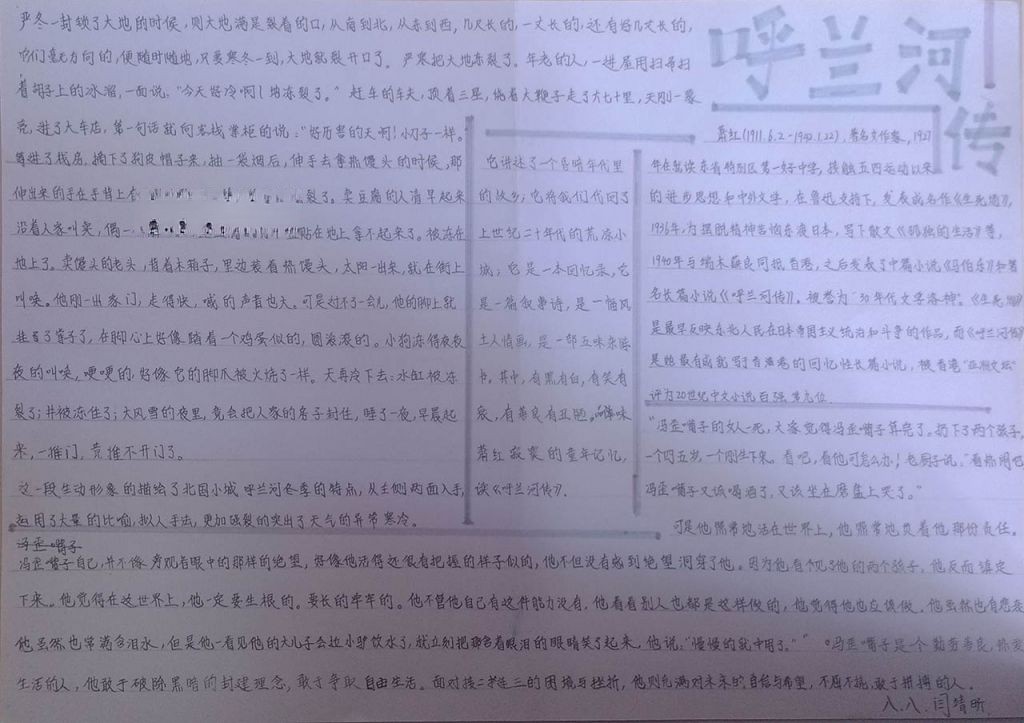 呼兰河传手抄报