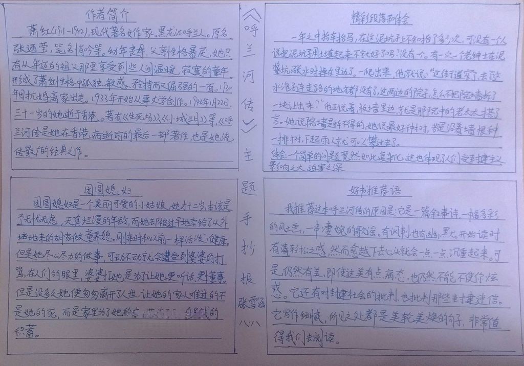 呼兰河传手抄报