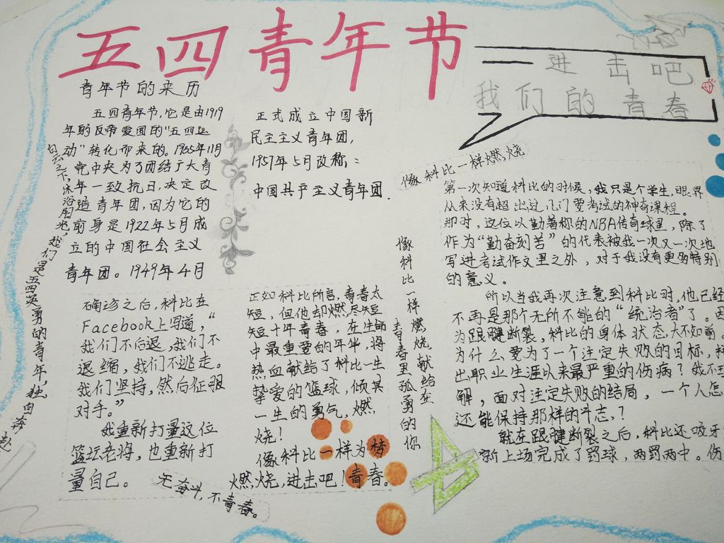 五四青年节主题手抄报大全（）