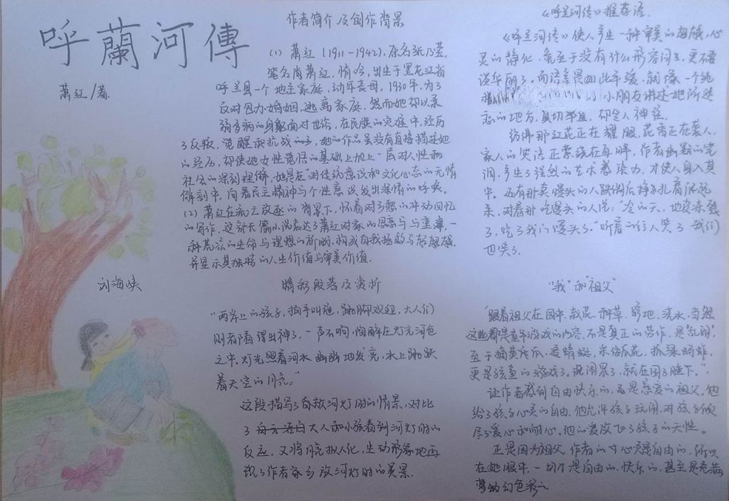 呼兰河传手抄报