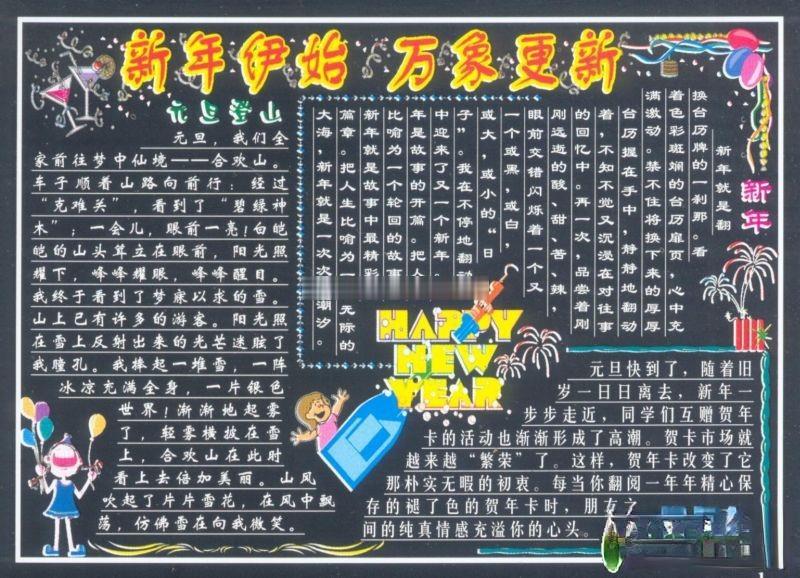 2022年元旦节黑板报：新年伊始 万象更新